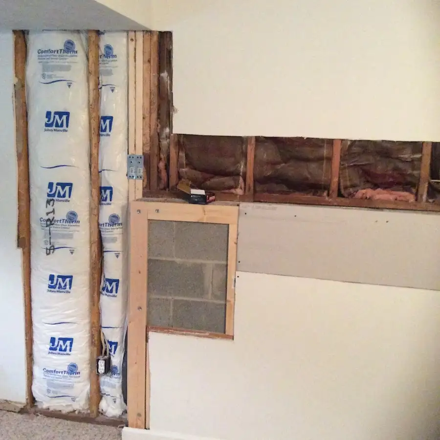 Wall insulation replacement during Basement Flood Cleanup in Tuskegee